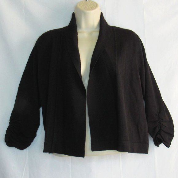 89th & Madison Women's Black Open Front Sweater Cropped Shrug Cardigan Size PM - Picture 1 of 7